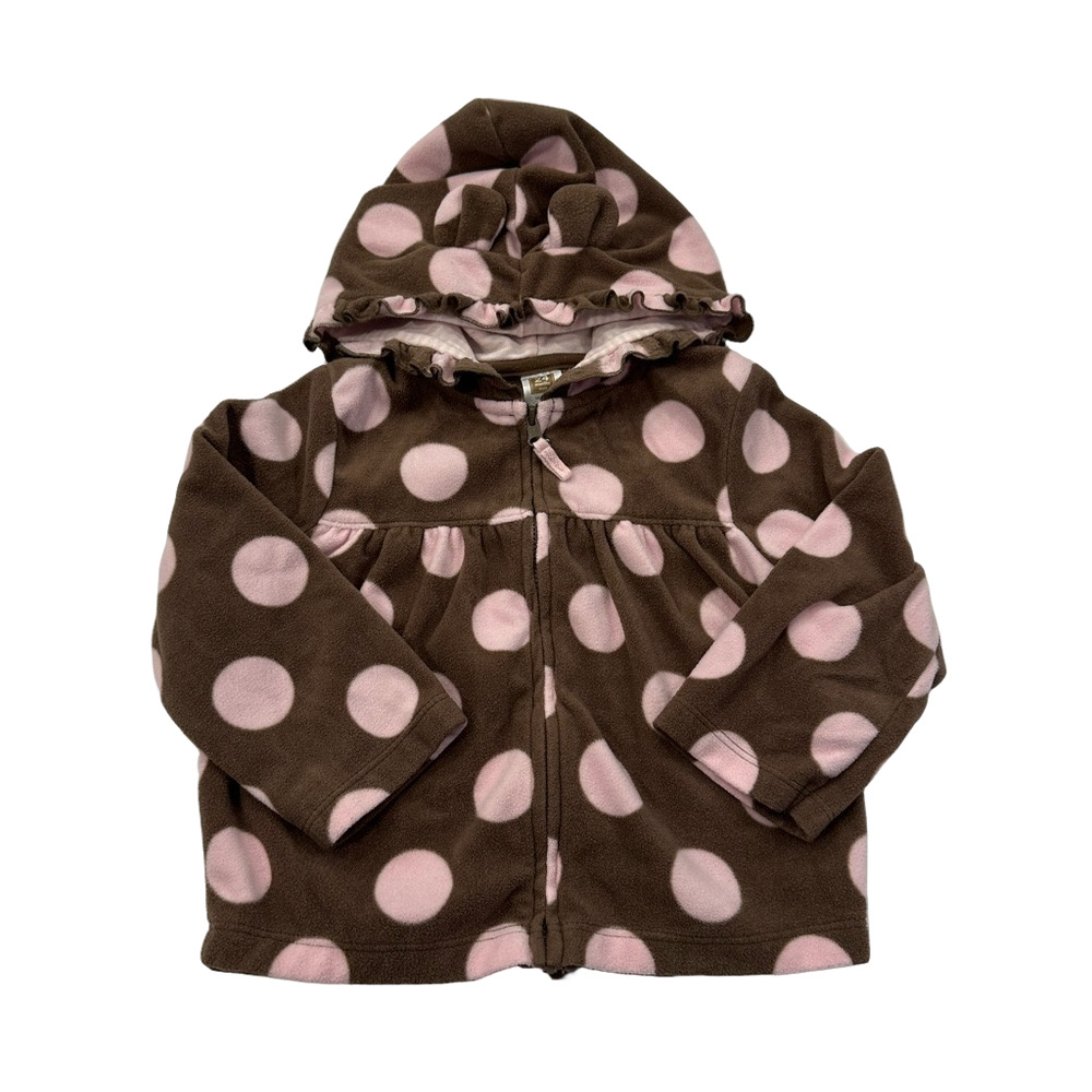 4/20$ Carter's Baby Toddler Fleece Brown Pink Hooded Zip Up Hoodie size 24M